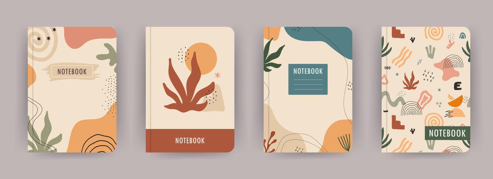 Cover page notebook collection. Templates with abstract shapes. Perfect for diary, books, magazines, journals, catalogs, planners and flyers. layouts vector