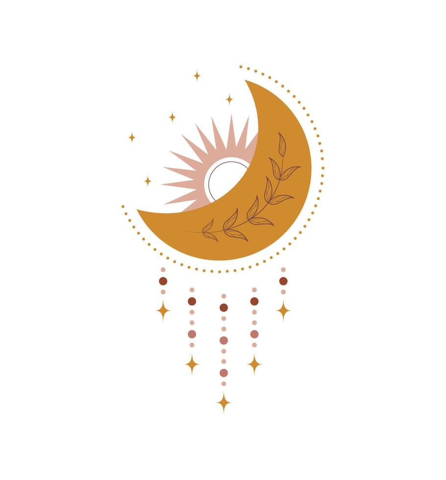 Abstract aesthetic boho moon. Scandinavian design for wallpaper and home decor. Contemporary geometric element. Modern illustration in flat style vector