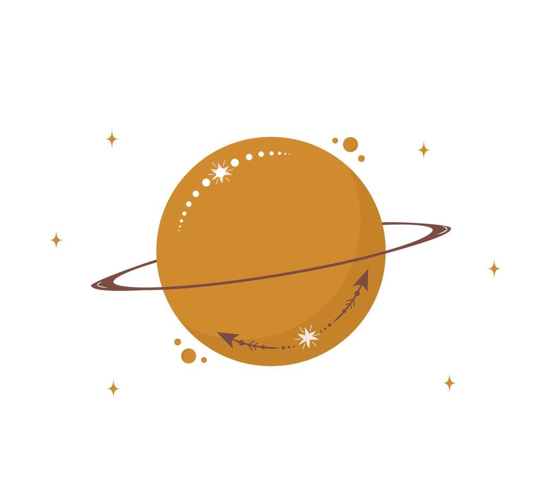 Abstract aesthetic boho planet. Scandinavian design for wallpaper and home decor. Contemporary element. Modern illustration in flat style vector