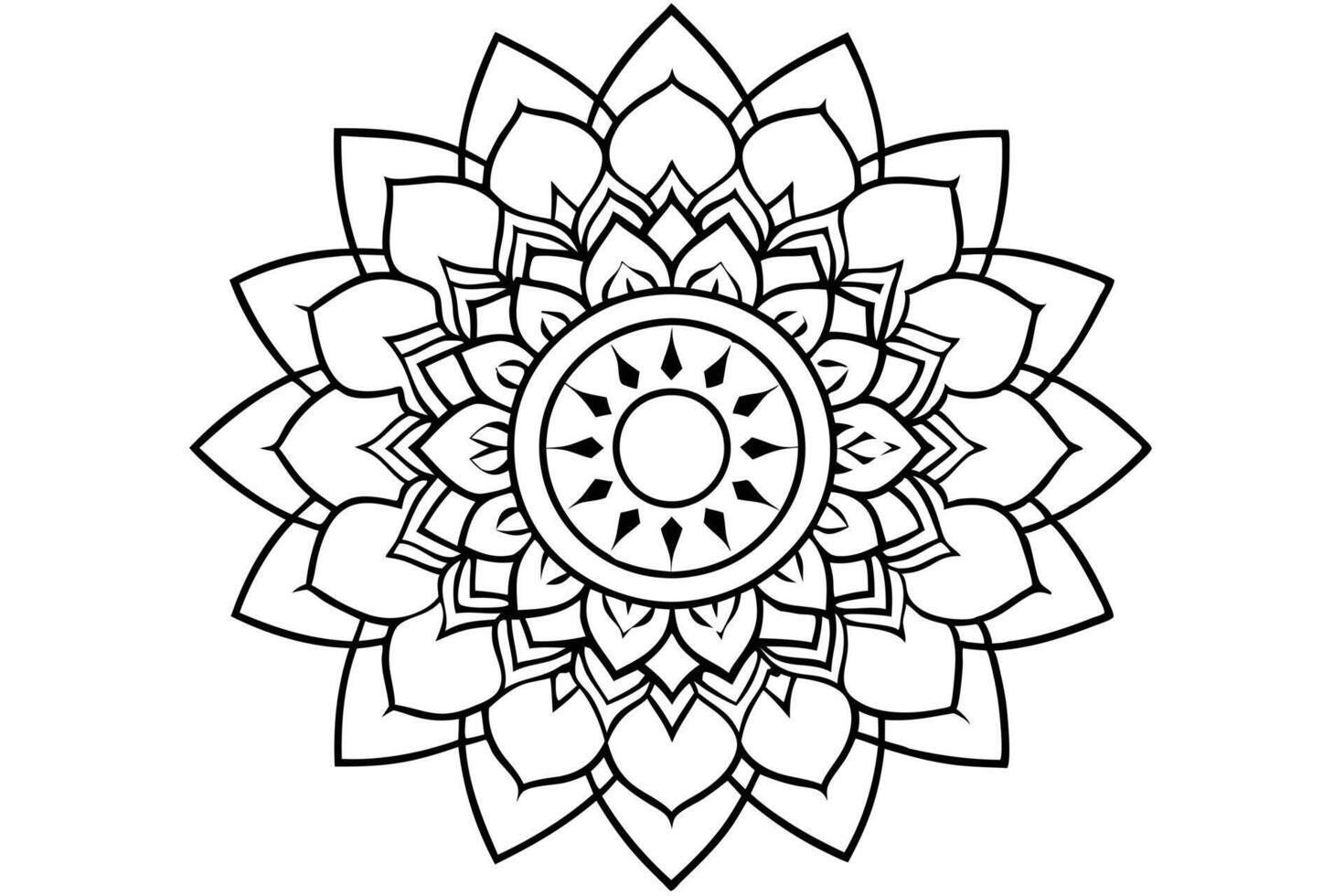 Detailed black and white mandala design isolated on white background vector