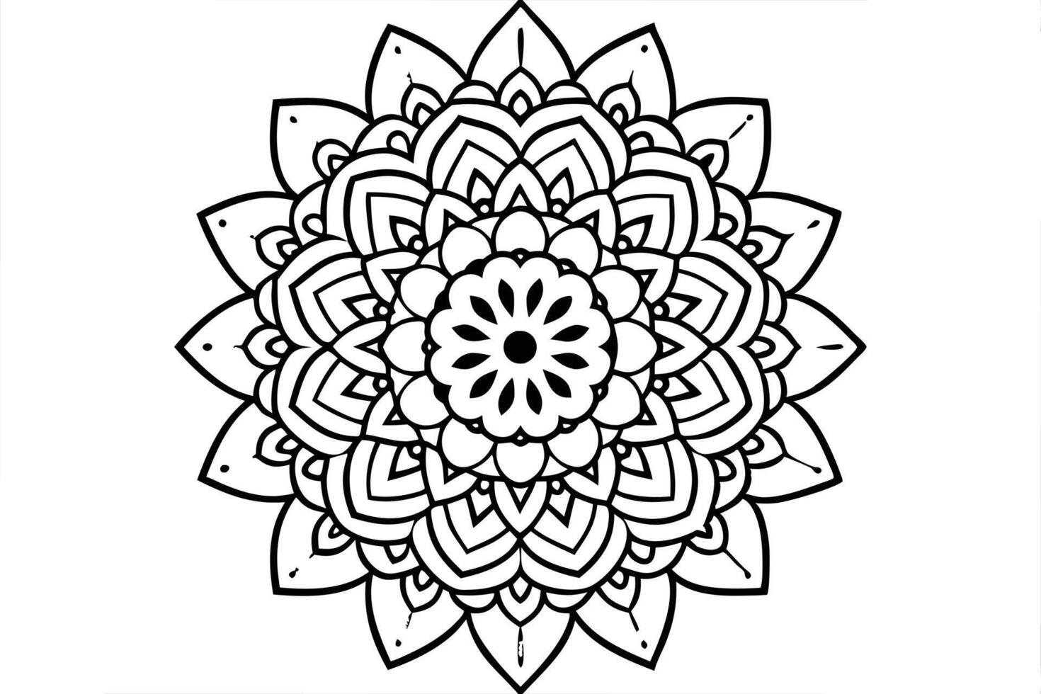 A Detailed black and white mandala design isolated on white background vector