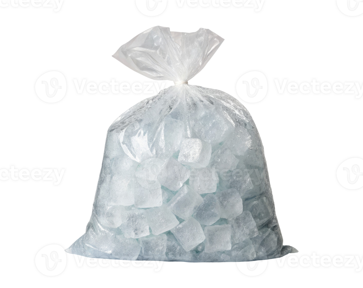 Ice cubes plastic bag isolated on a transparent background png