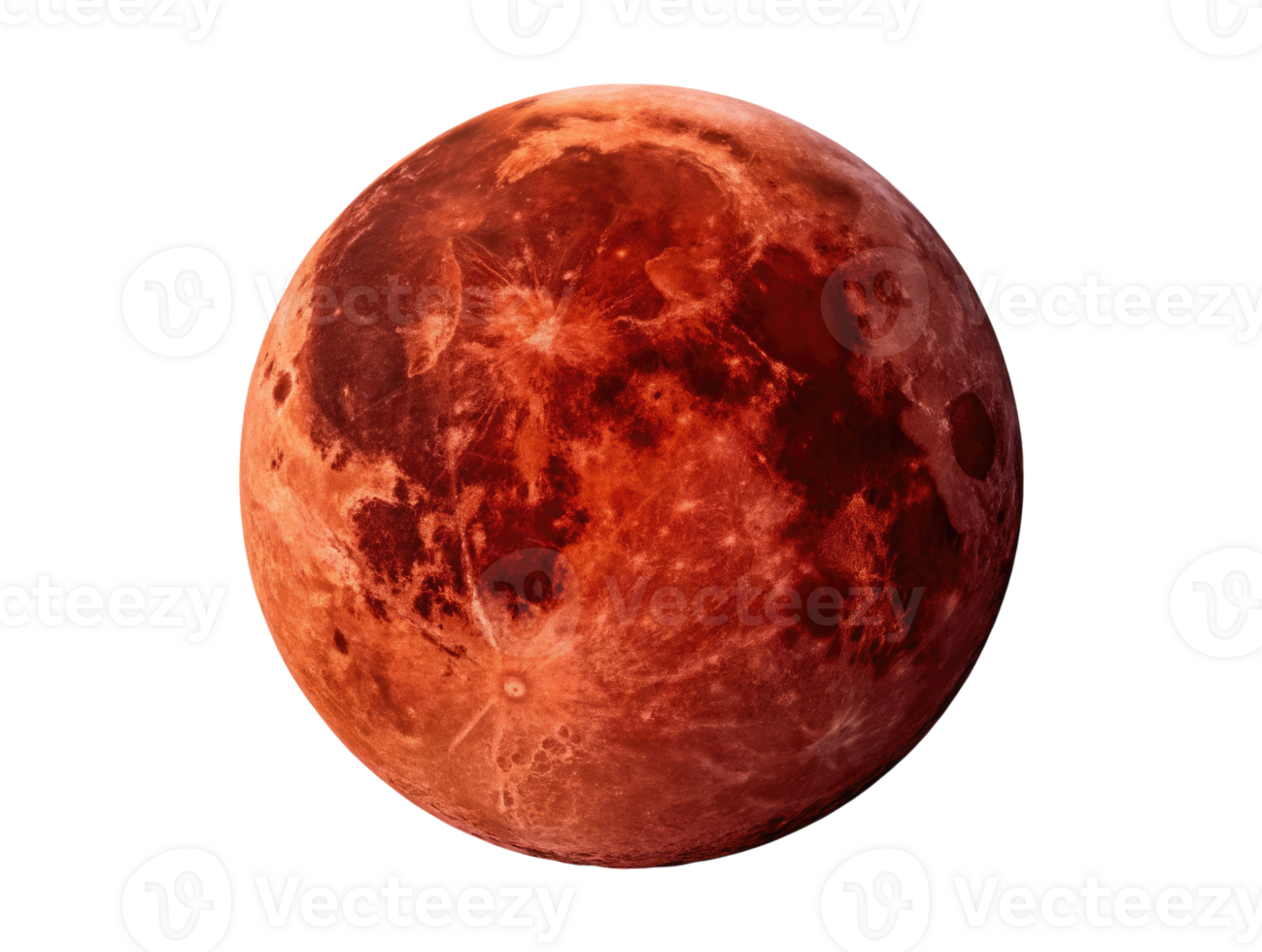 Cinematic bloody red moon isolated on a transparent background png