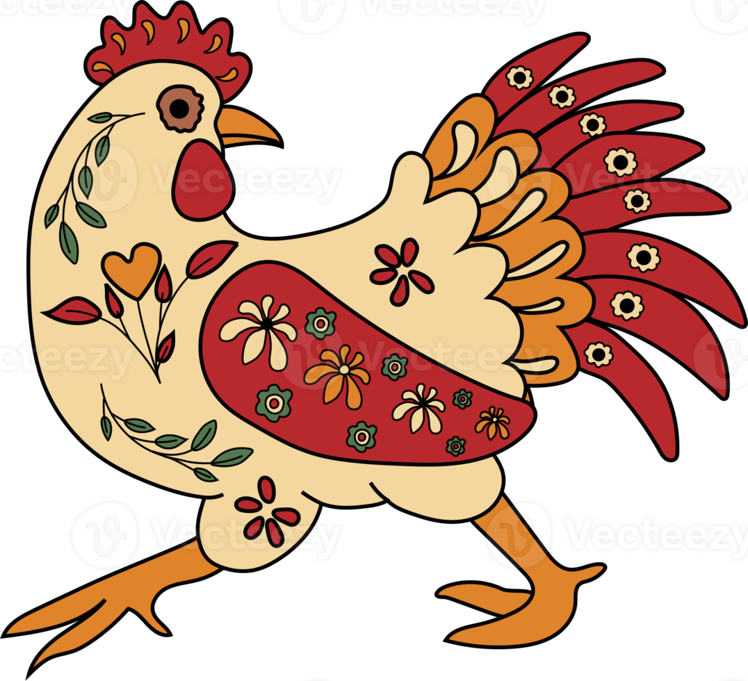 Vibrant Alebrije Rooster with a Mythical Design png