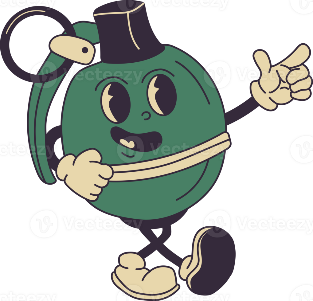 Cartoon Grenade with a Funky Retro Vibe png