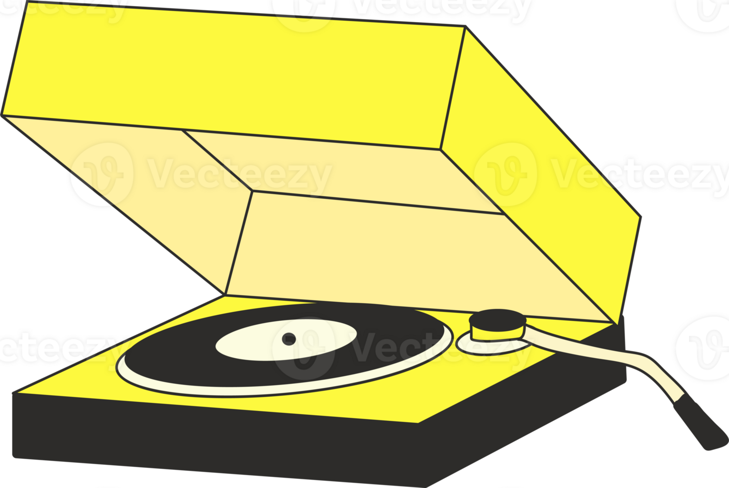 Yellow Retro Record Player with a Vintage Design, Bringing Nostalgic Music Feelings png