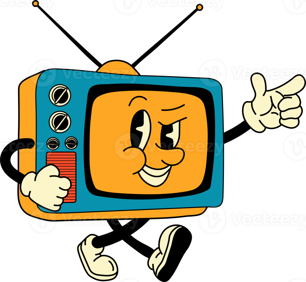 Groovy Retro Cartoon TV Character with a Vintage Personality and Nostalgic Flair png