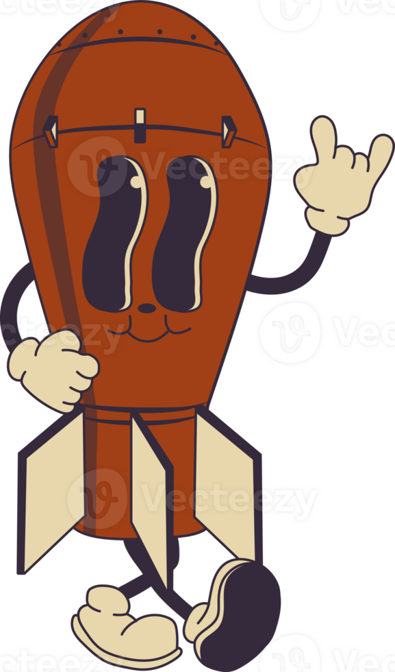 Groovy Retro Military Rocket Character png