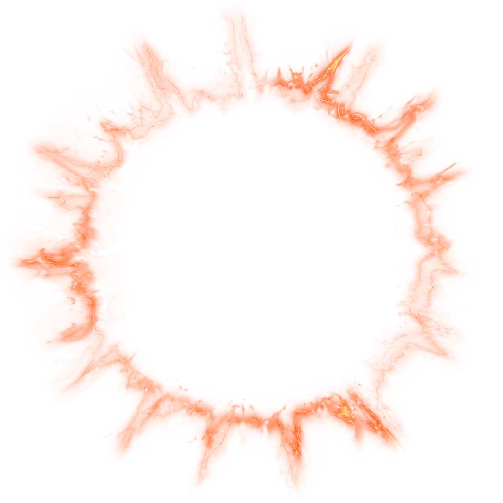 Flame explosion energy shockwave effect, Aura solar bright radiation orange isolated on background. png