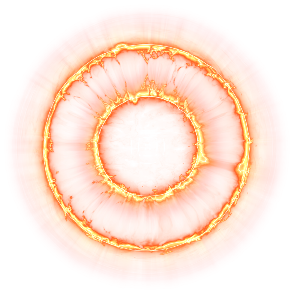 Effect flame circle explosion energy shockwave, Bright neon orange isolated on background. png