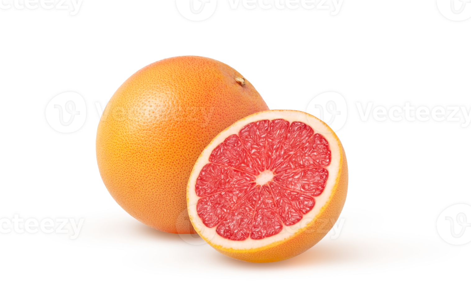 Juicy grapefruit and a half isolated. Halved grapefruit. Grapefruit cut and whole grapefruit. png