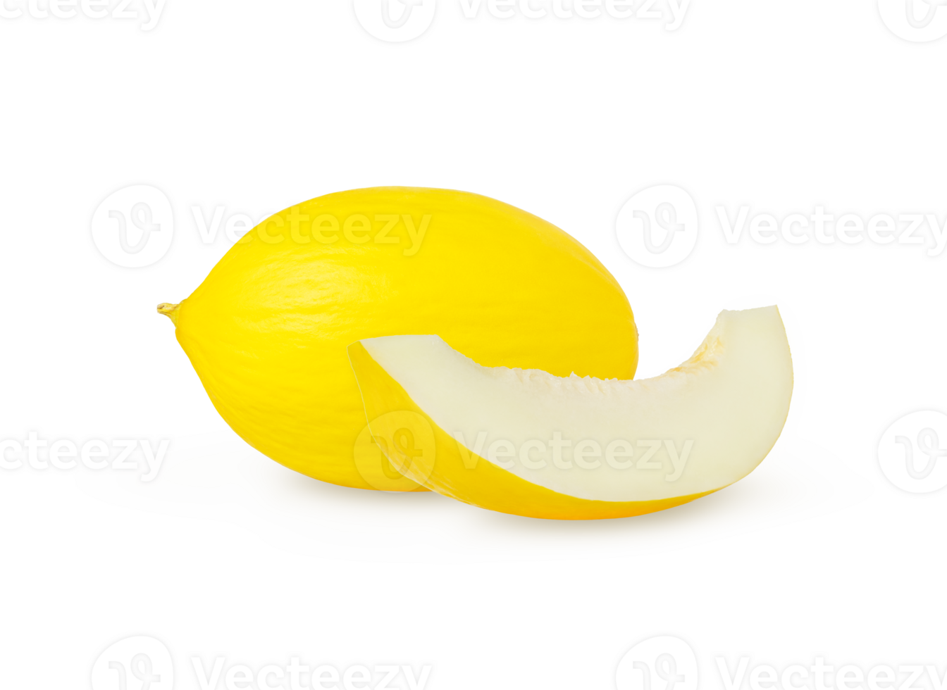 Yellow melon and slice isolated. Full depth of field, Honeydew.cut out png