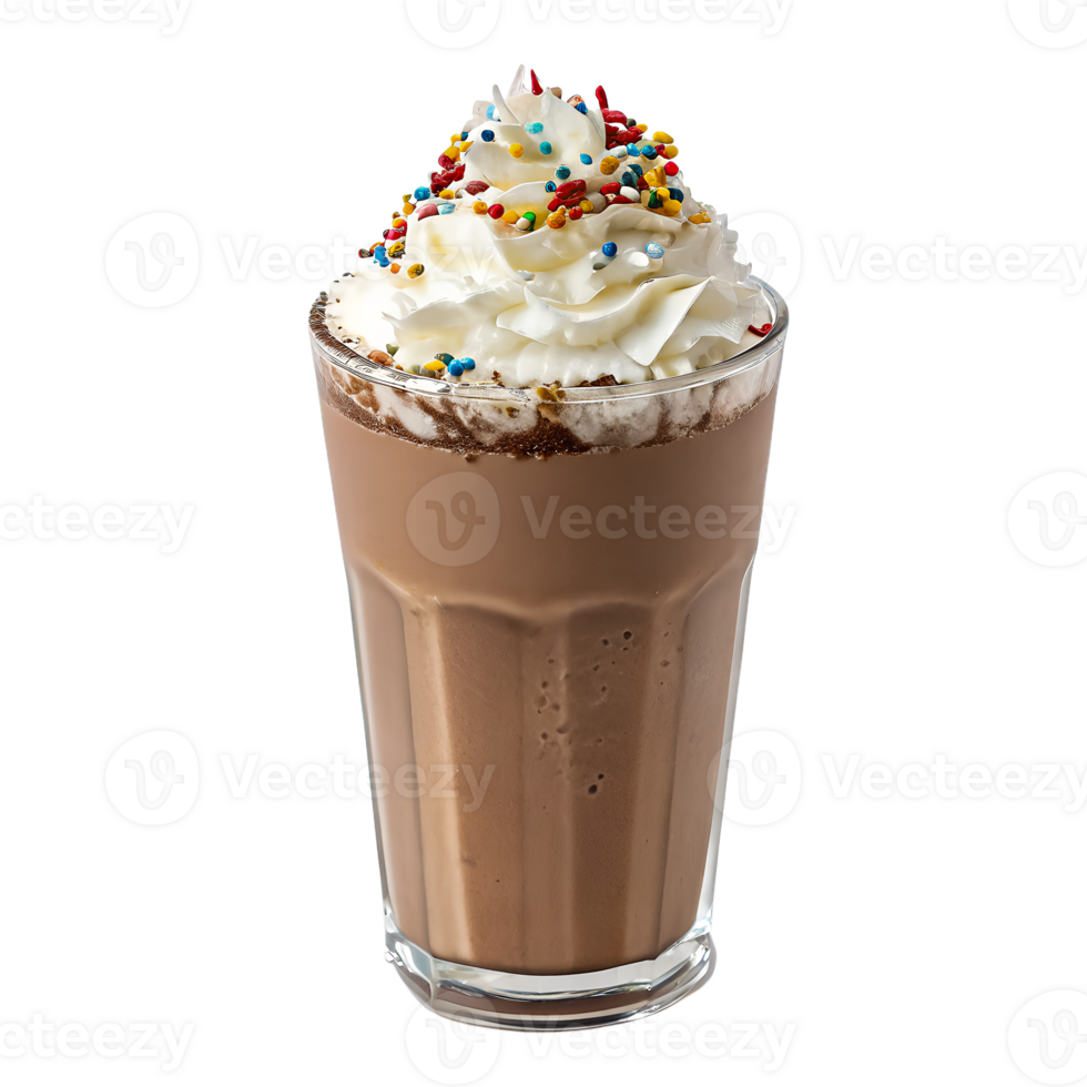Chocolate Milkshake Drink, Delicious Chocolate Milkshake frappe whipped cream and sprinkles png