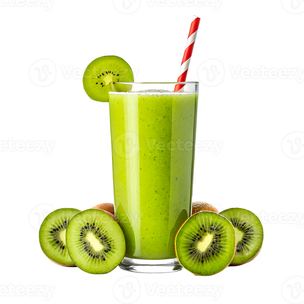 Kiwi Green Healthy Juice Smoothie, Chill Fresh Kiwi Smoothie in clear Glass with Straw, Summer time Refreshing. png