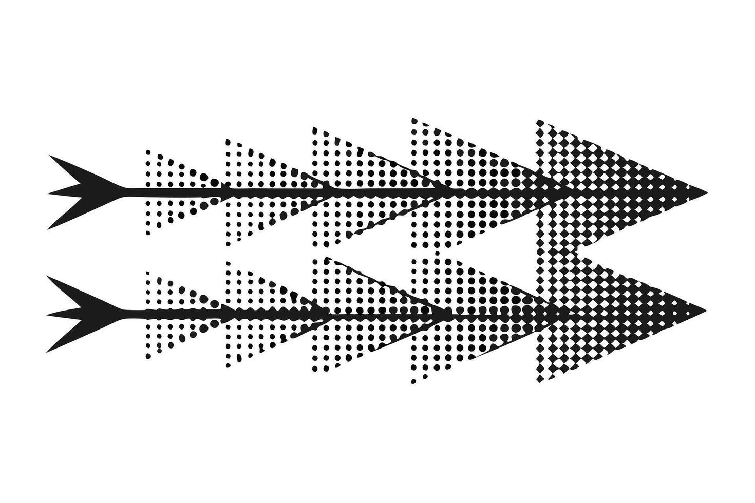 Abstract arrows in halftone pattern, perfect for modern design. vector