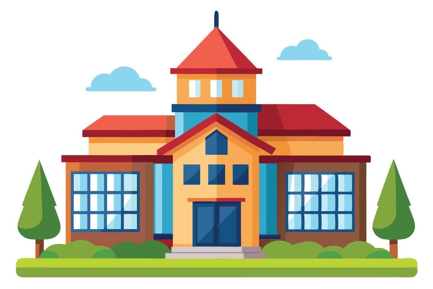 A Colorful illustration of a school building, perfect for educational resources. vector