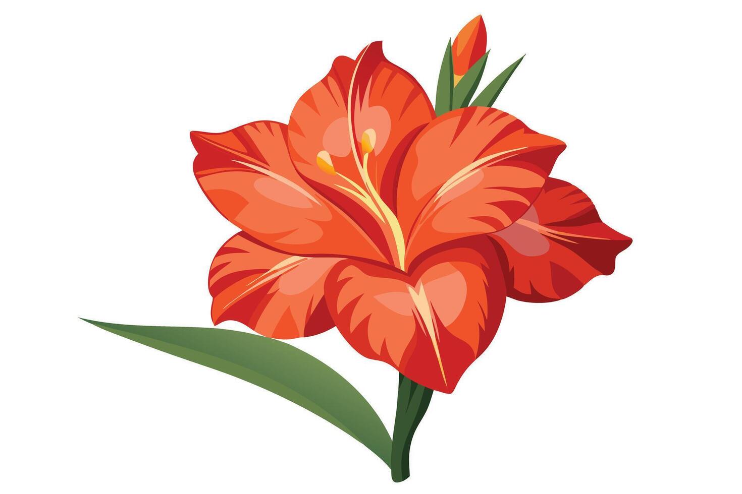 Beautiful Coral Orange Lily Flower Design with a Subtle Gun Silhouettes vector
