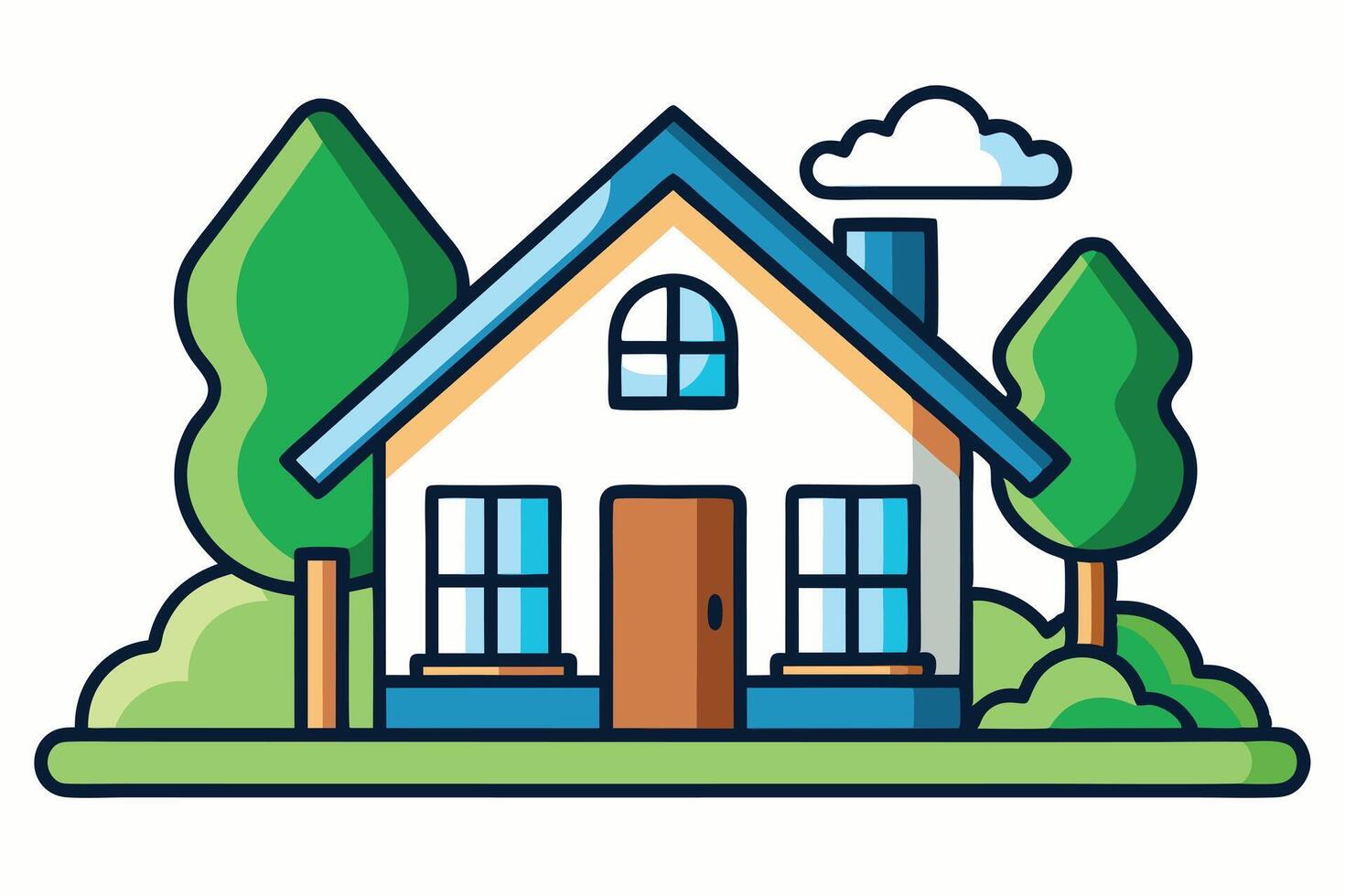 Cartoon illustration of a charming suburban home. vector