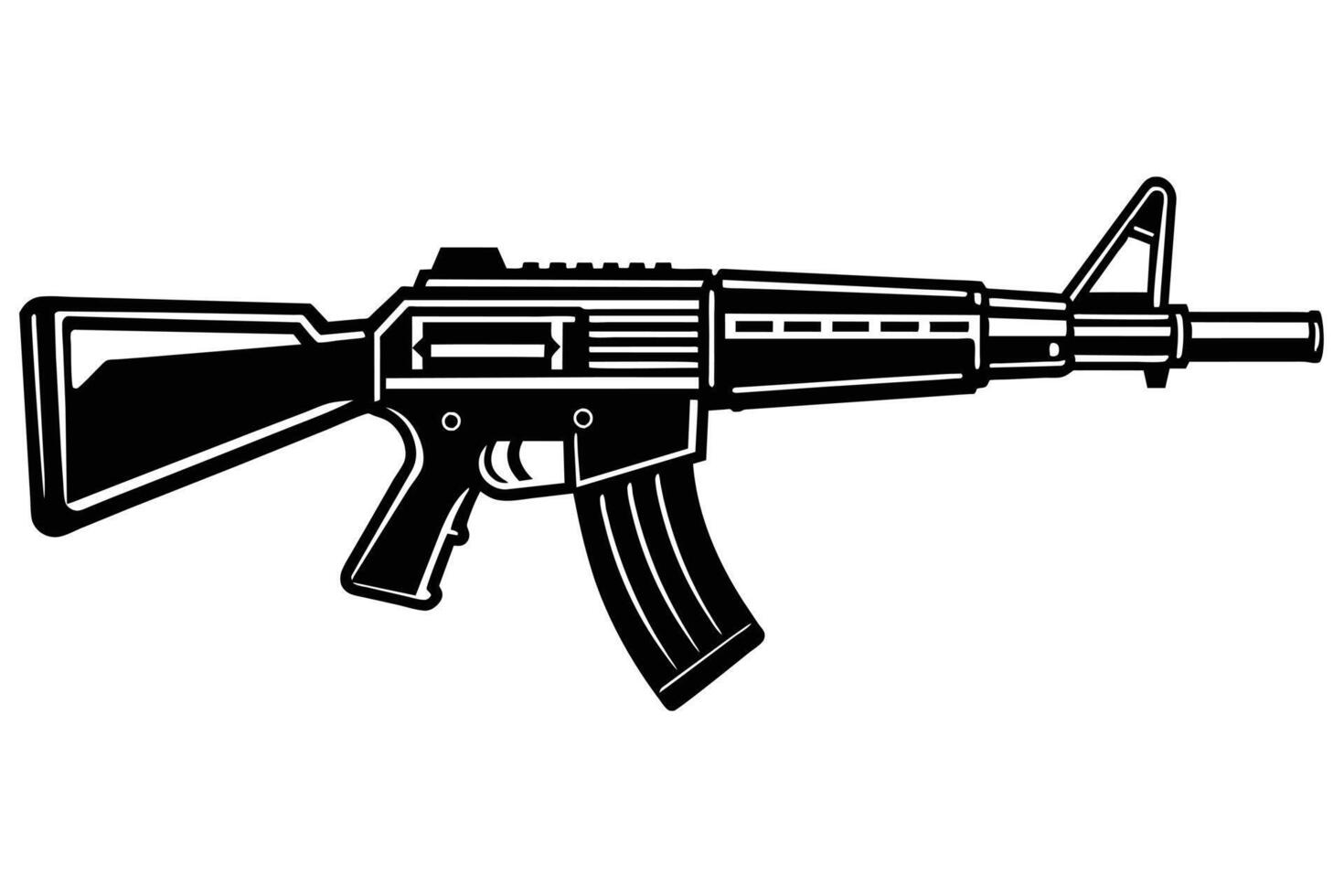 Simple black and white illustration of a vintage pump-action rifle. vector