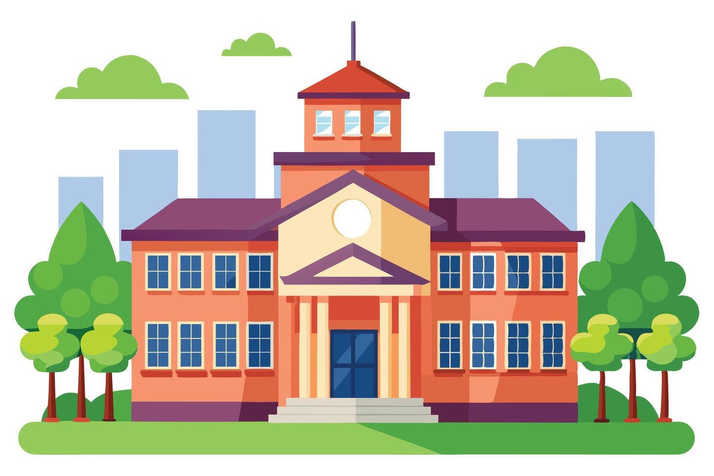 Colorful illustration of a school building, perfect for educational resources. vector