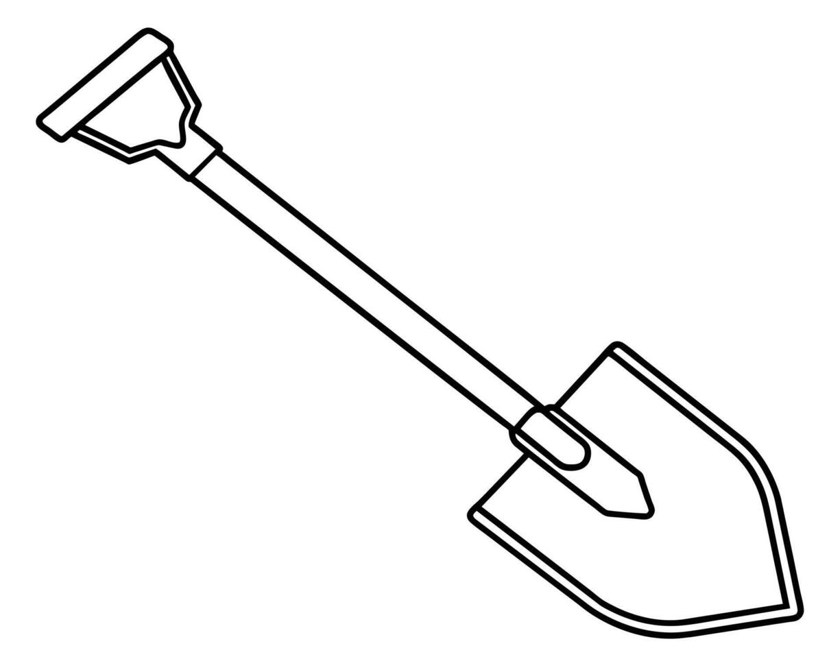 Simple Line Drawing of a Shovel vector