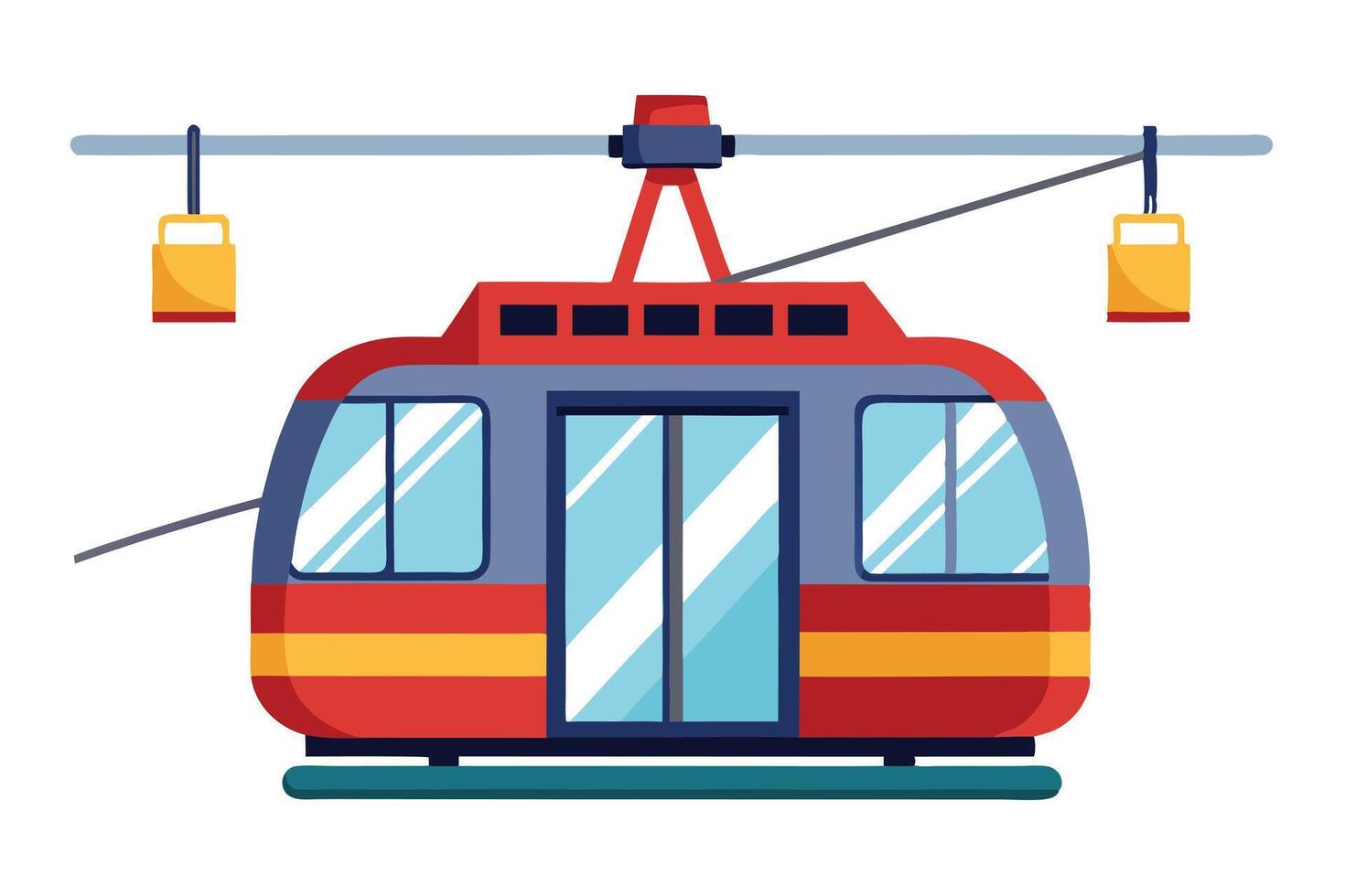 A colorful Flat Illustration of a Cable Car vector