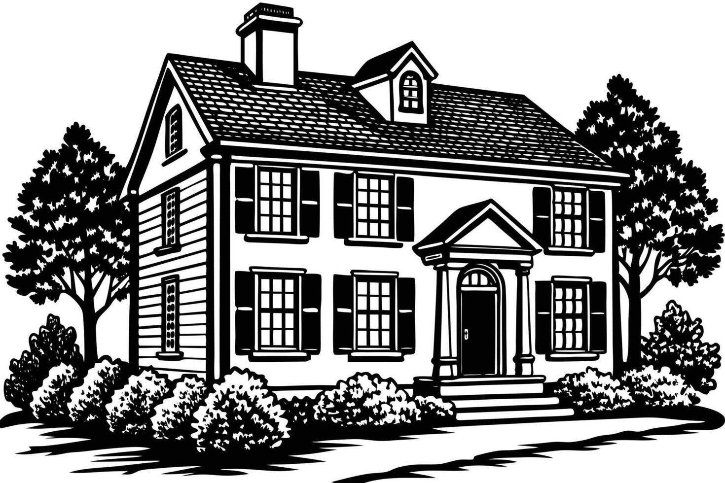 Illustration of a two story house isolated on white background vector