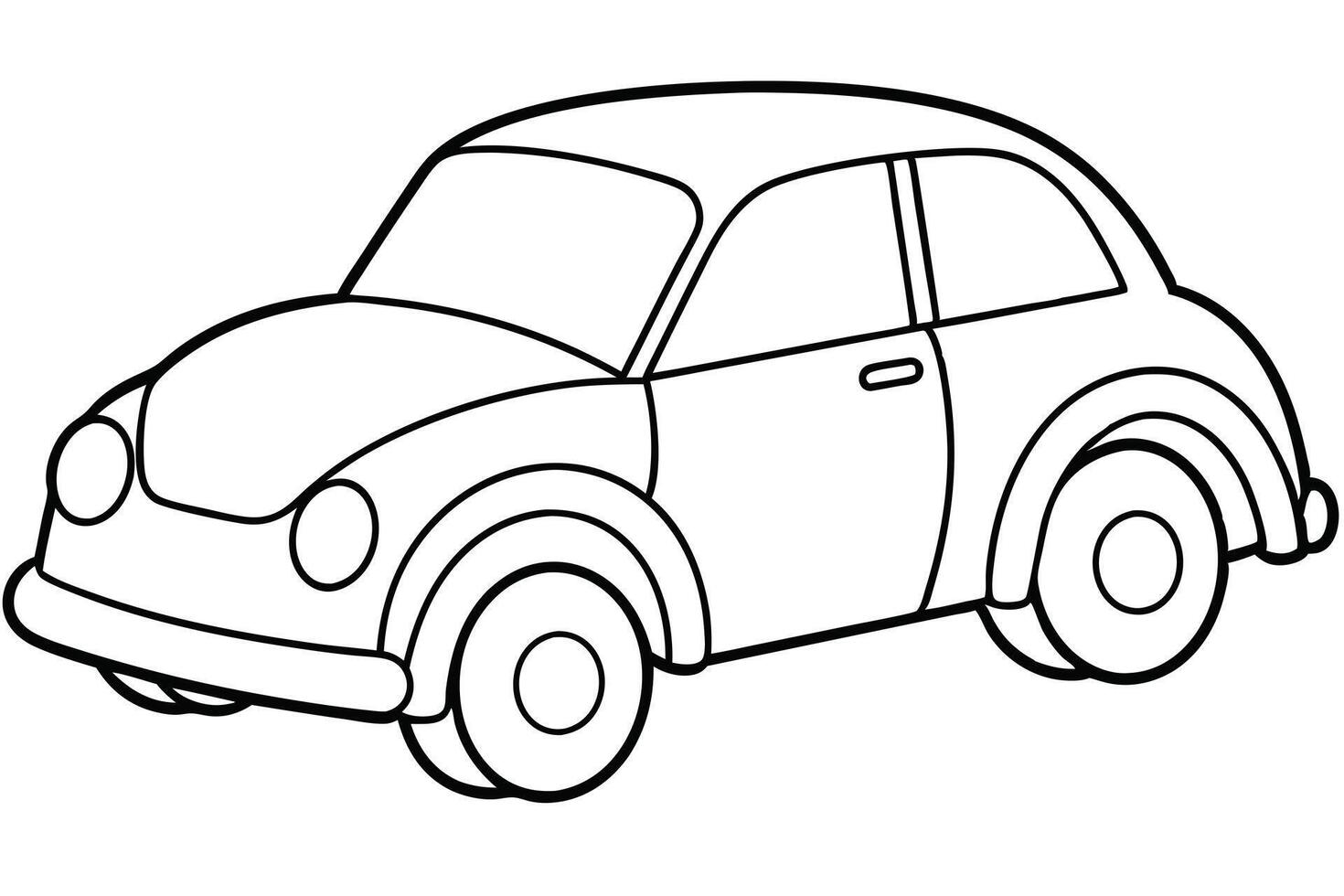 Simple black and white line drawing of a vintage car vector