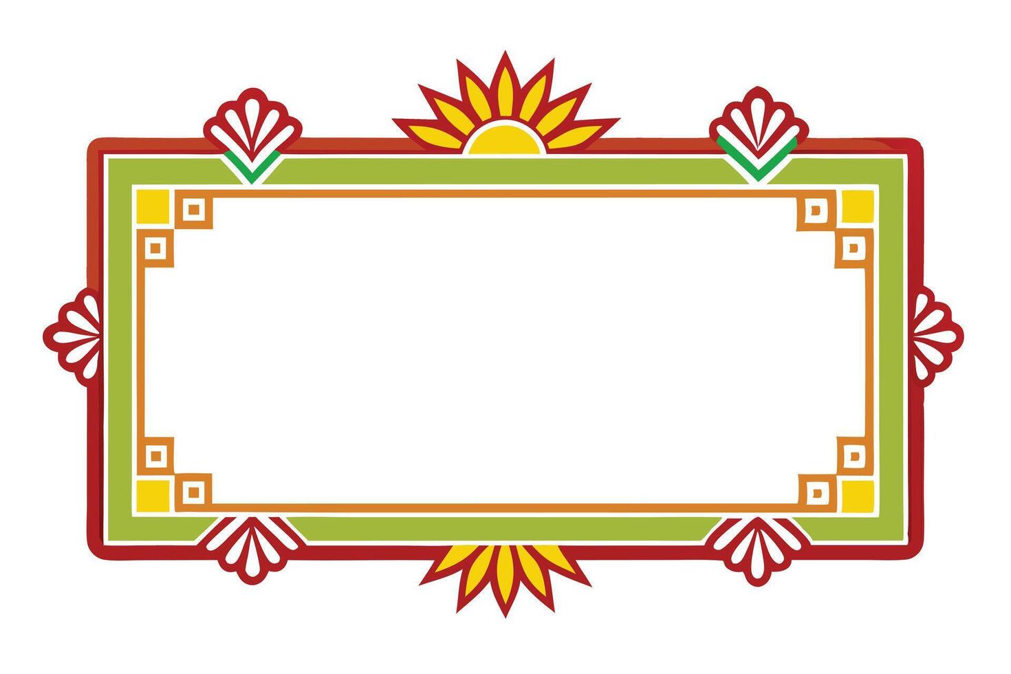 Decorative rectangular frame with floral elements isolated on white background vector