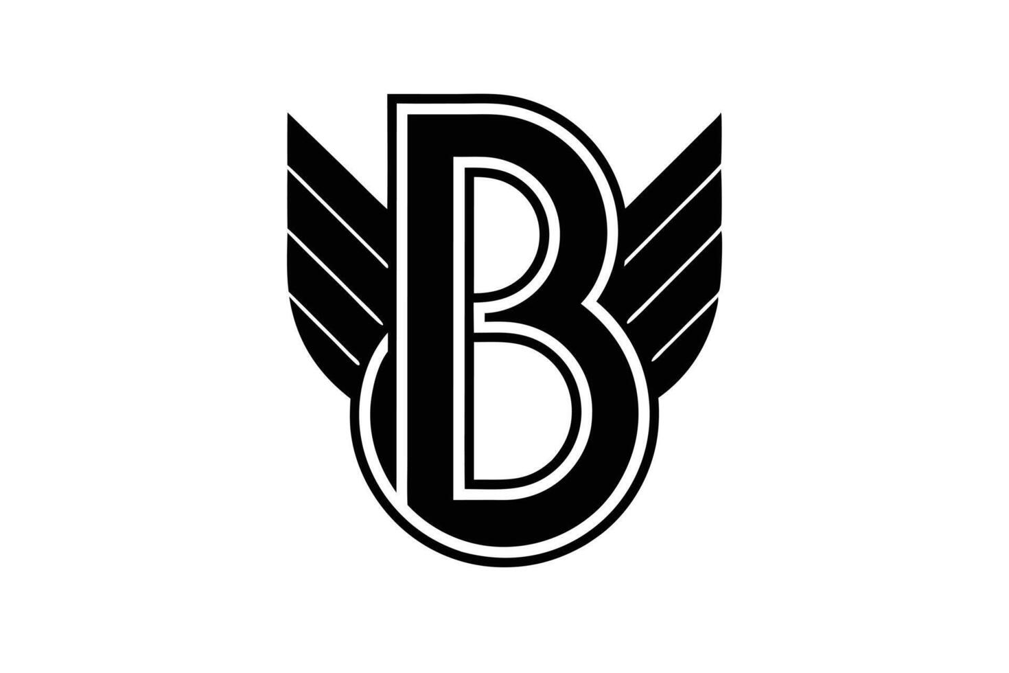 Bold Black Letter B with Wings Logo vector