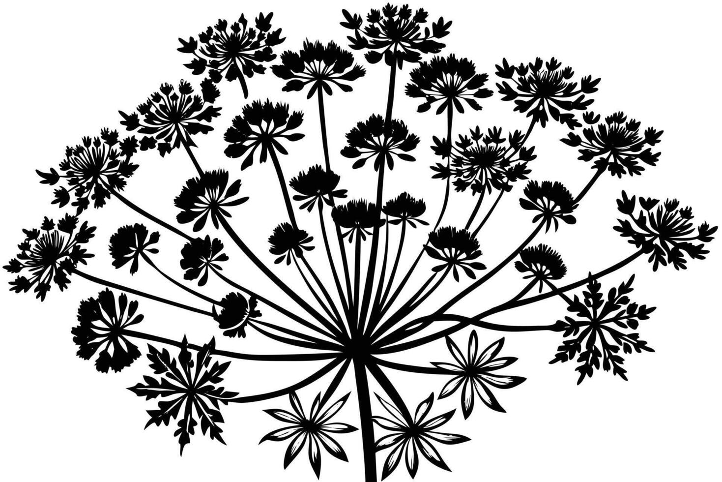 A elegant Black and White Silhouette of a Detailed Floral Design vector