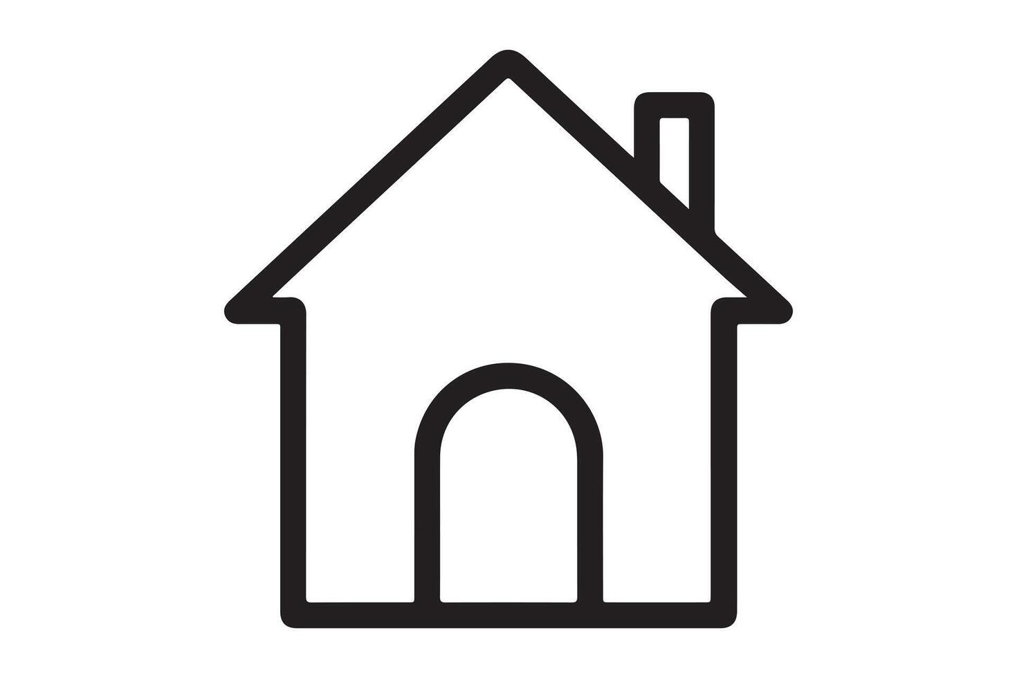 Simple black outline drawing of a house. vector