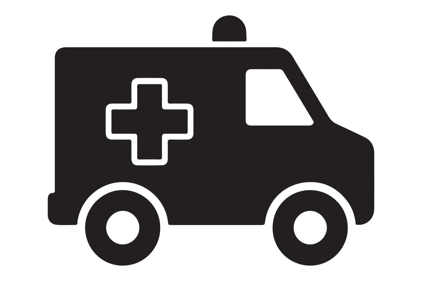 Simple black and white ambulance icon vector