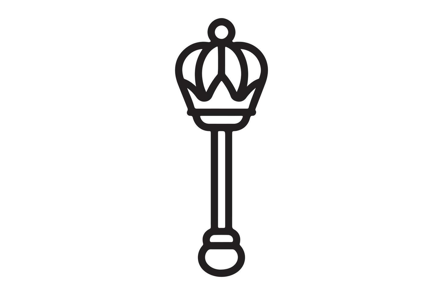 Simple black and white crown scepter graphic vector