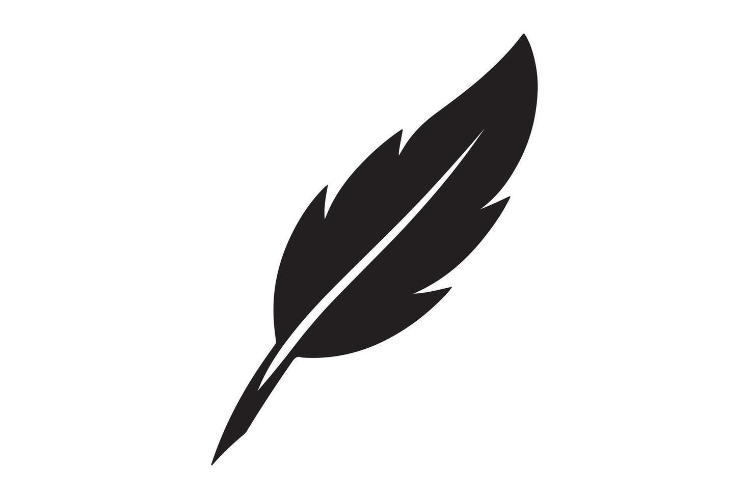Simple black feather icon perfect for design elements. vector