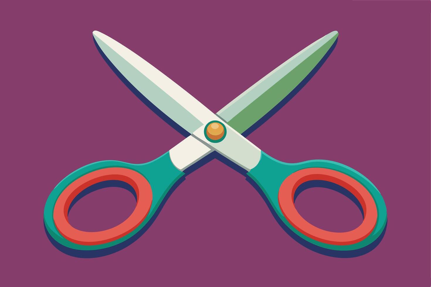 Colorful Scissors Icon Against a Purple Background vector
