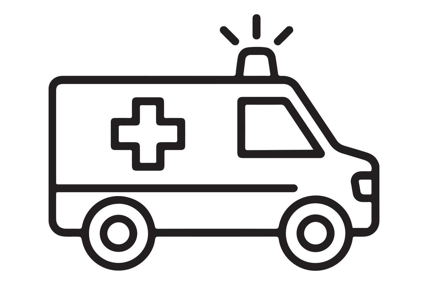 Simple Line Art Illustration of an Ambulance vector