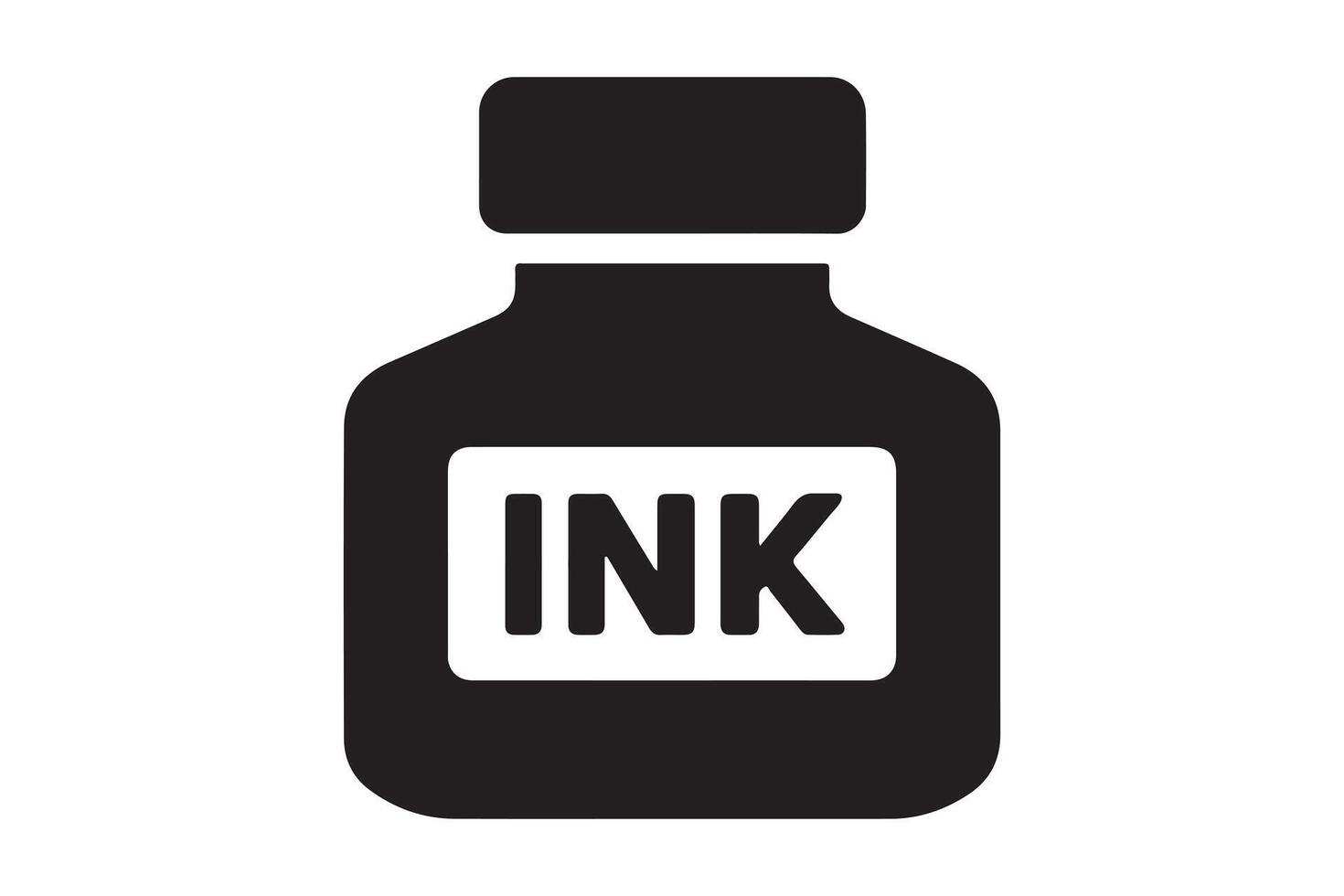 Simple black and white ink bottle icon. vector