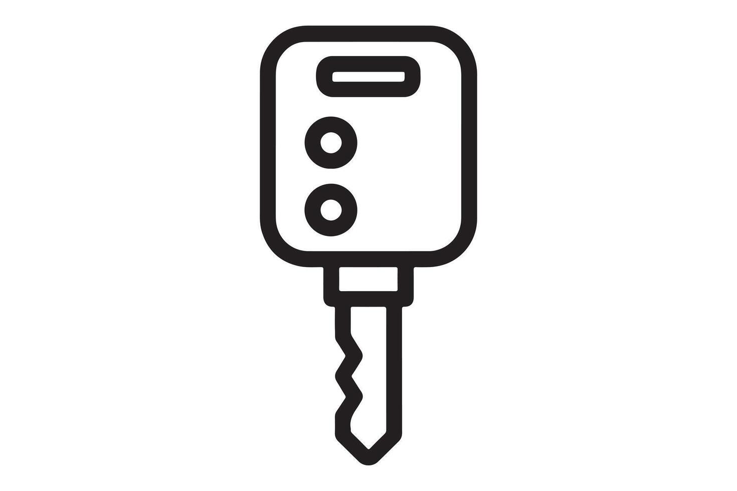 Simple black line drawing of a car key. vector