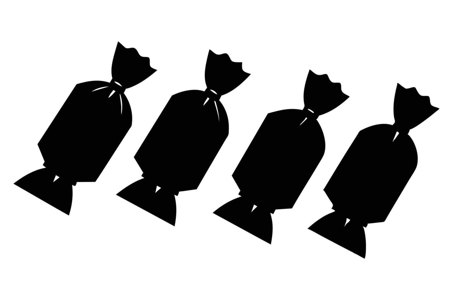 Simple Black Silhouette of Three Wrapped Candies vector