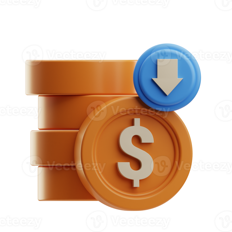 Coins with Downtrend Arrow png
