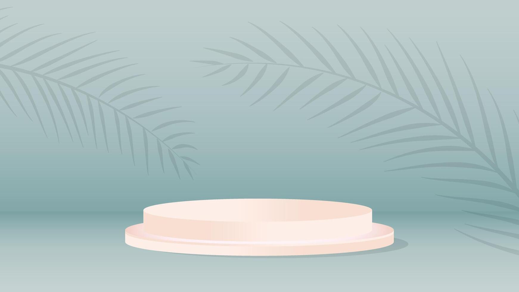 Elegant pastel podium background with soft leaf shadows perfect for showcasing products in clean and modern promotional displays or branding visuals. vector