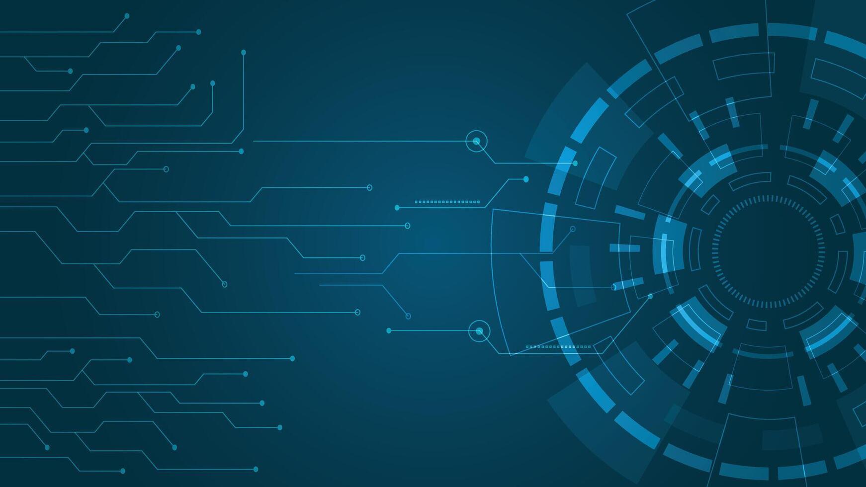 High tech abstract background with circular digital elements and circuit lines ideal for innovation themes vector