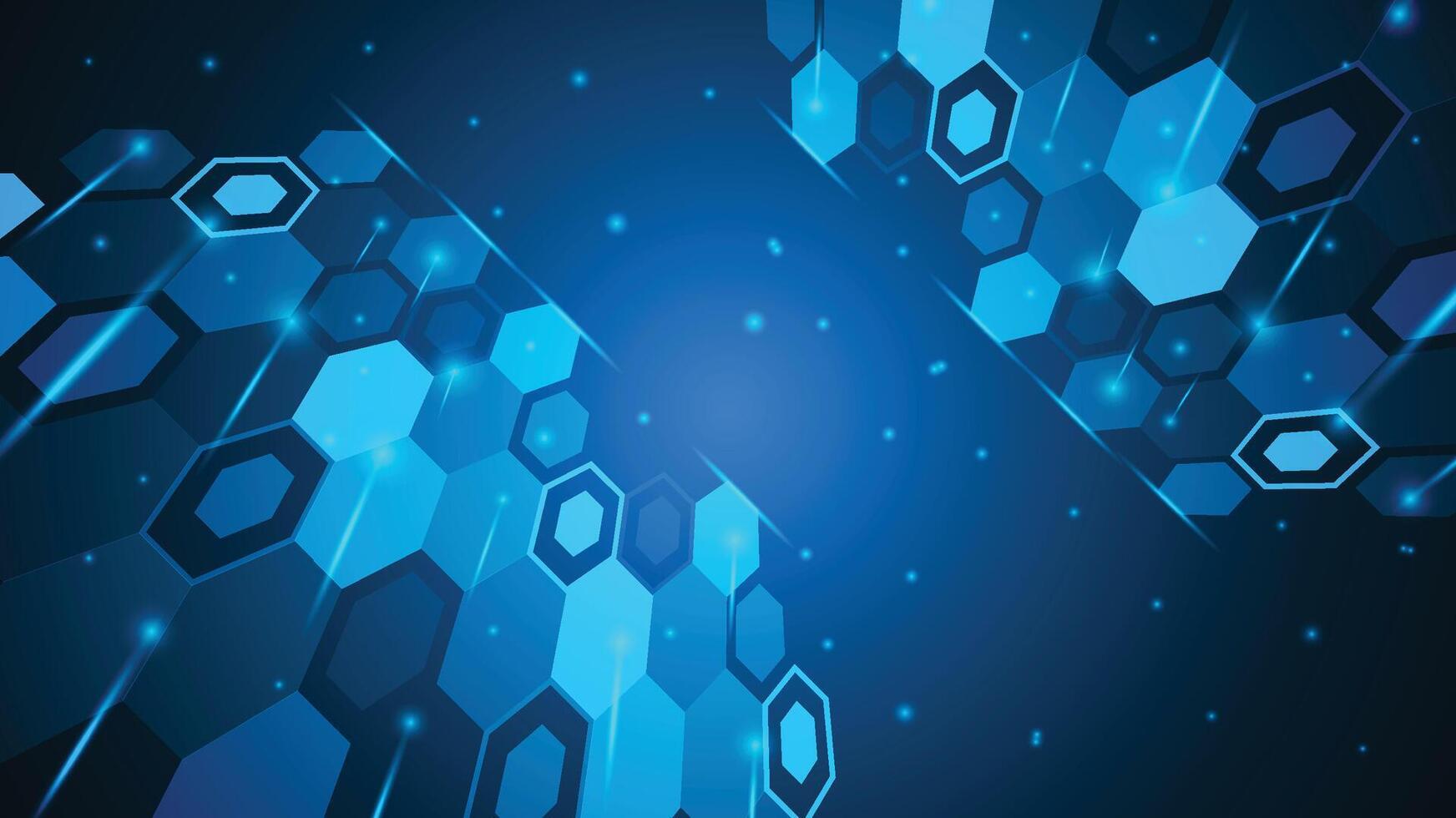 Modern abstract background featuring glowing hexagon patterns and blue digital tech inspired design vector