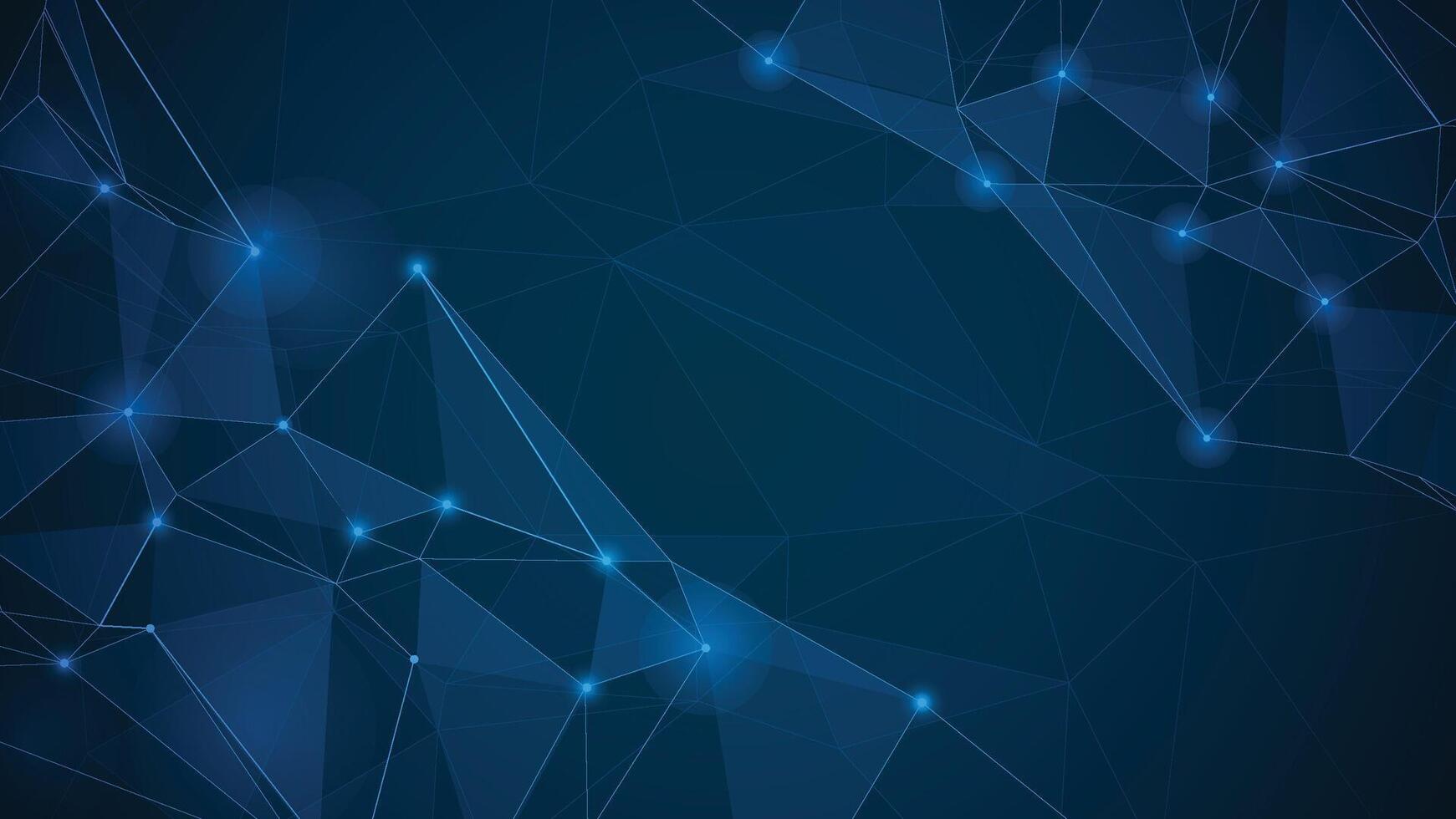 Digital mesh background featuring glowing nodes and polygon connections in a blue tech inspired design vector