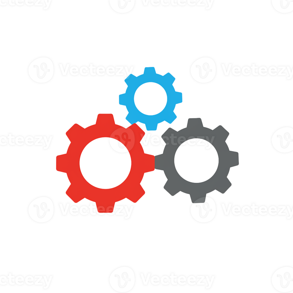 Interlocking Gears Symbolizing Teamwork and Collaboration in a Colorful Abstract Design png