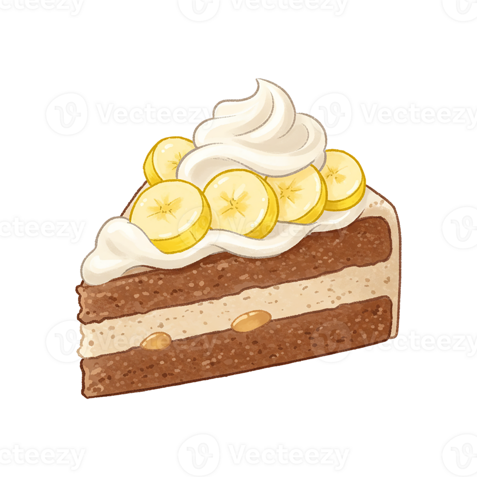 Delicious Banana Cream Cake Slice A Sweet Treat Illustration png