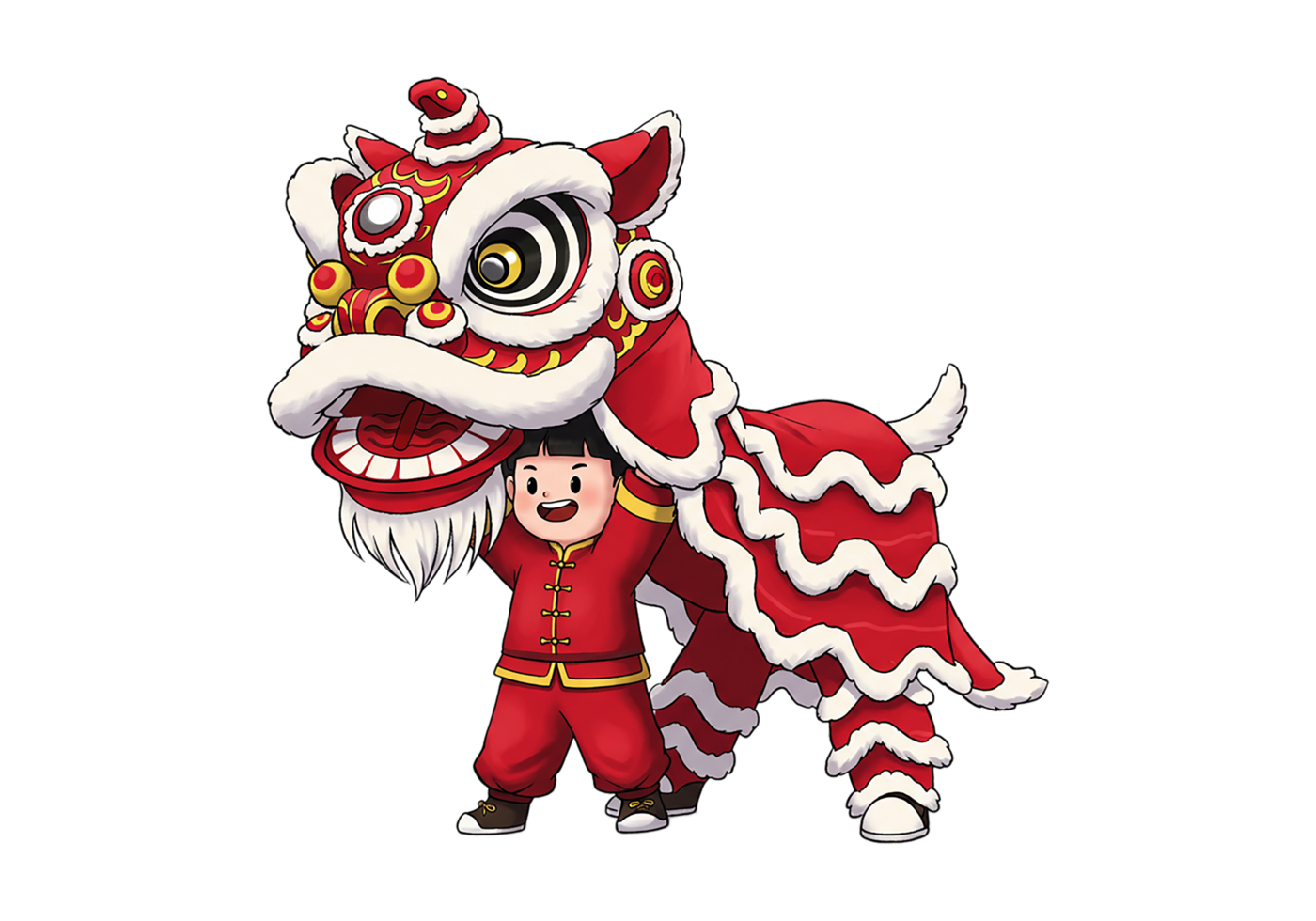 Adorable Child with a Traditional Chinese Lion Dance Costum A Celebration of Culture and Festivities png