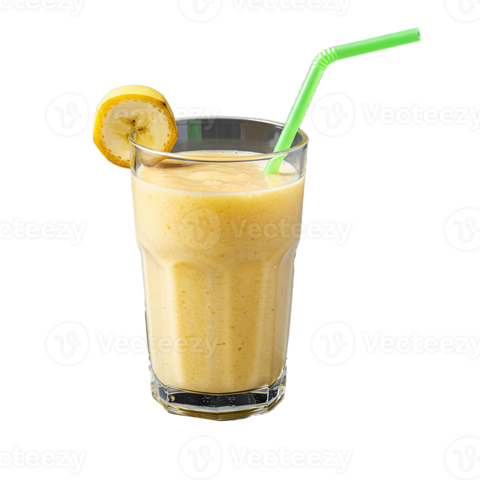 Refreshing Creamy Banana Smoothie in Glass with Straw A Delicious and Healthy Tropical Drink Perfect for Summer png