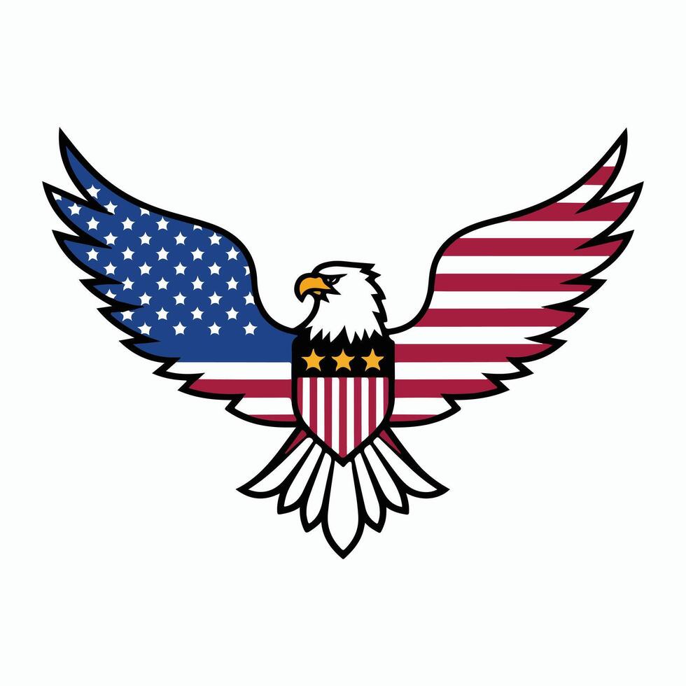 Patriotic USA Bald Eagle with Shield and Flag vector